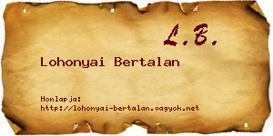 Lohonyai Bertalan névjegykártya